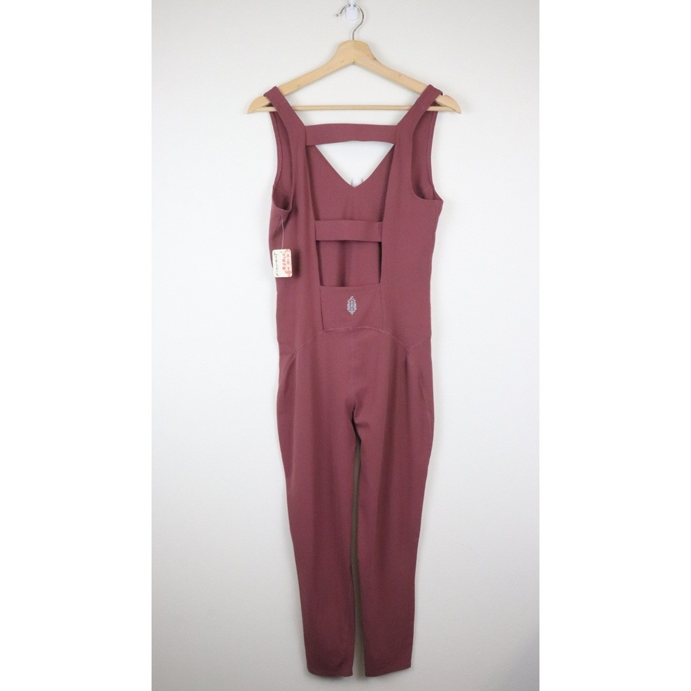 NWT Free People FP Movement Never Better One-Piece Jumpsuit Medium Khaki Mauve - Picture 3 of 8
